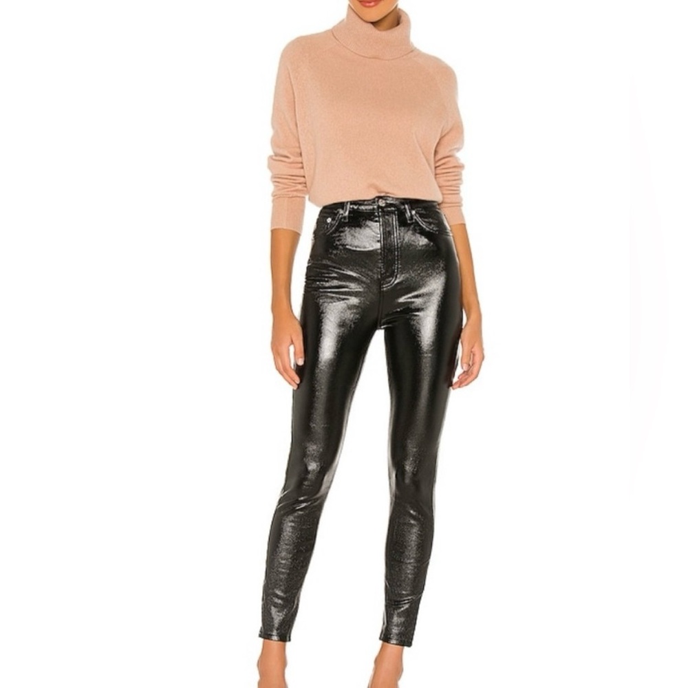 FREE PEOPLE We The Free Phoenix Coated Skinny Jean Liquid Black High Rise Sz 29